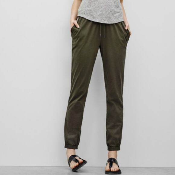Aritzia Community High Rise Ankle Crop Cotton Casual Green Jogger Pant Size S - Picture 1 of 11
